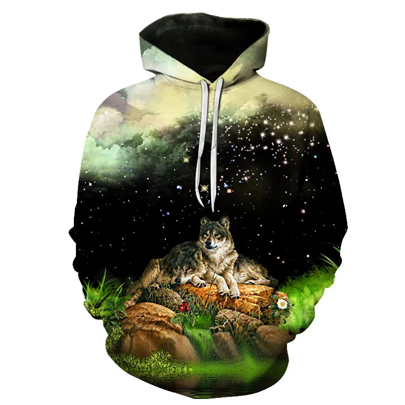 Galaxy Wolf Hoodie – Fashion Pullover, Spring/Autumn Sweatshirt