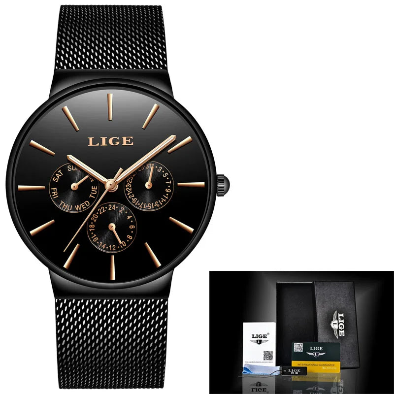 LIGE Classic Women's Rose Gold Quartz Watch