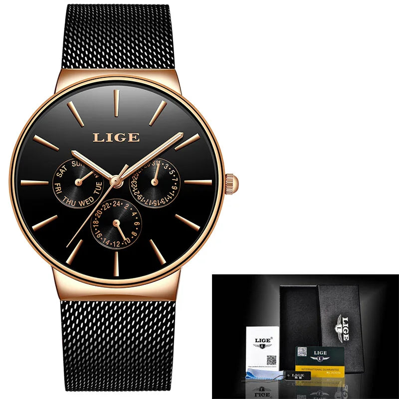 LIGE Classic Women's Rose Gold Quartz Watch