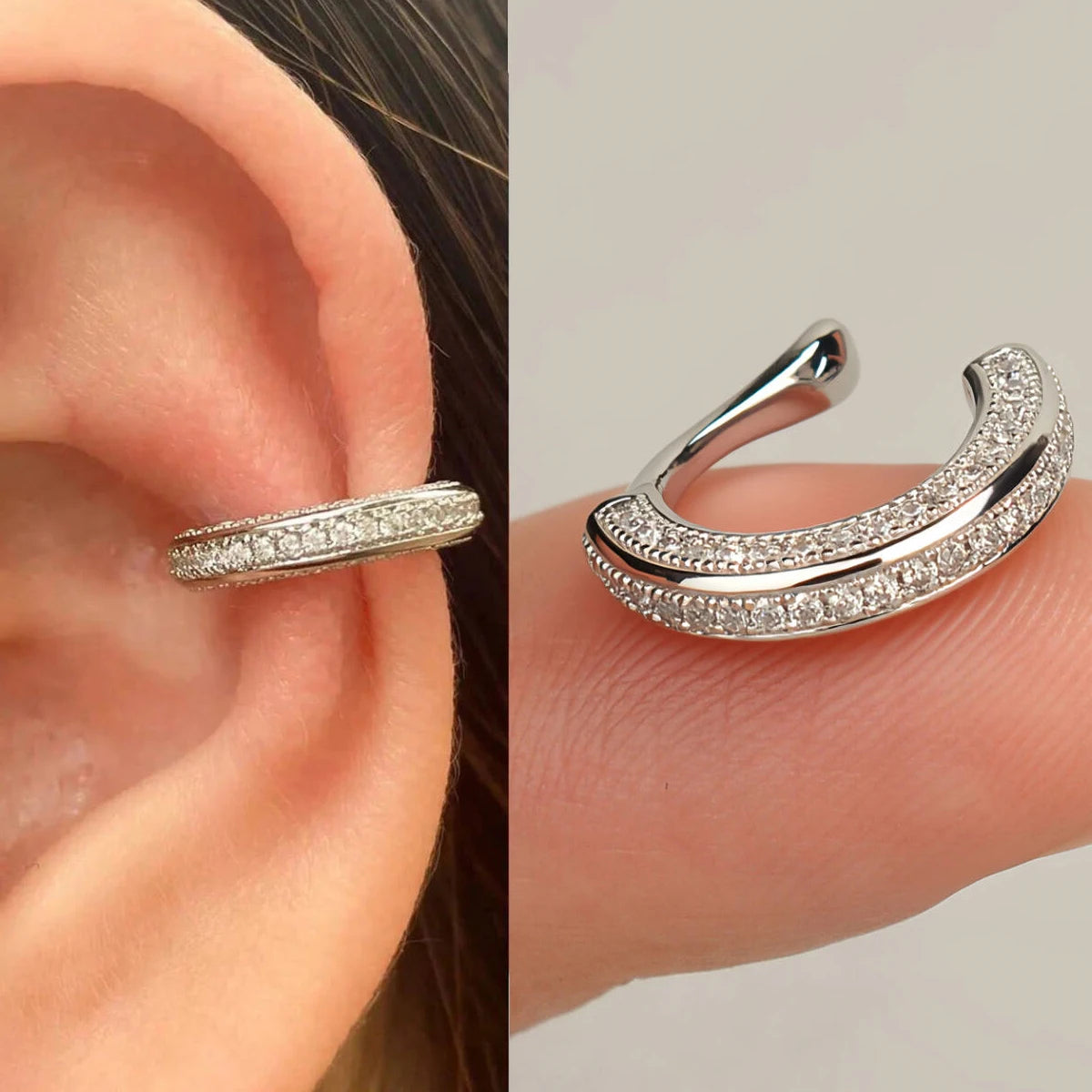 Crystal Zircon Clip-On Ear Cuff – No Piercing