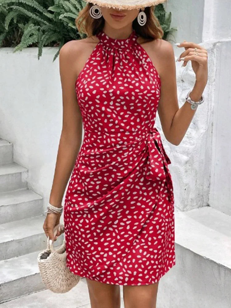 Women’s Solid Polka Dot Mini Dress