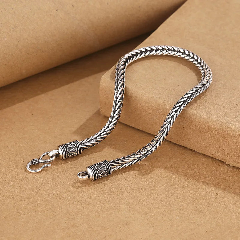 Men Bracelet 925 Sterling SilverVintage Men Bracelet for Man Women Wedding Jewelry Engagement Fashion Gift Party High Quality