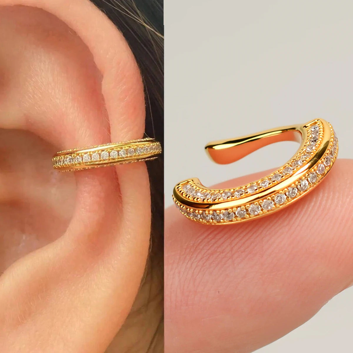 Crystal Zircon Clip-On Ear Cuff – No Piercing