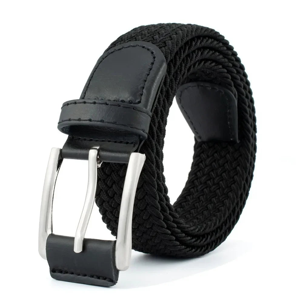 Stretch Woven Alloy Pin Buckle Belt for Men & Women