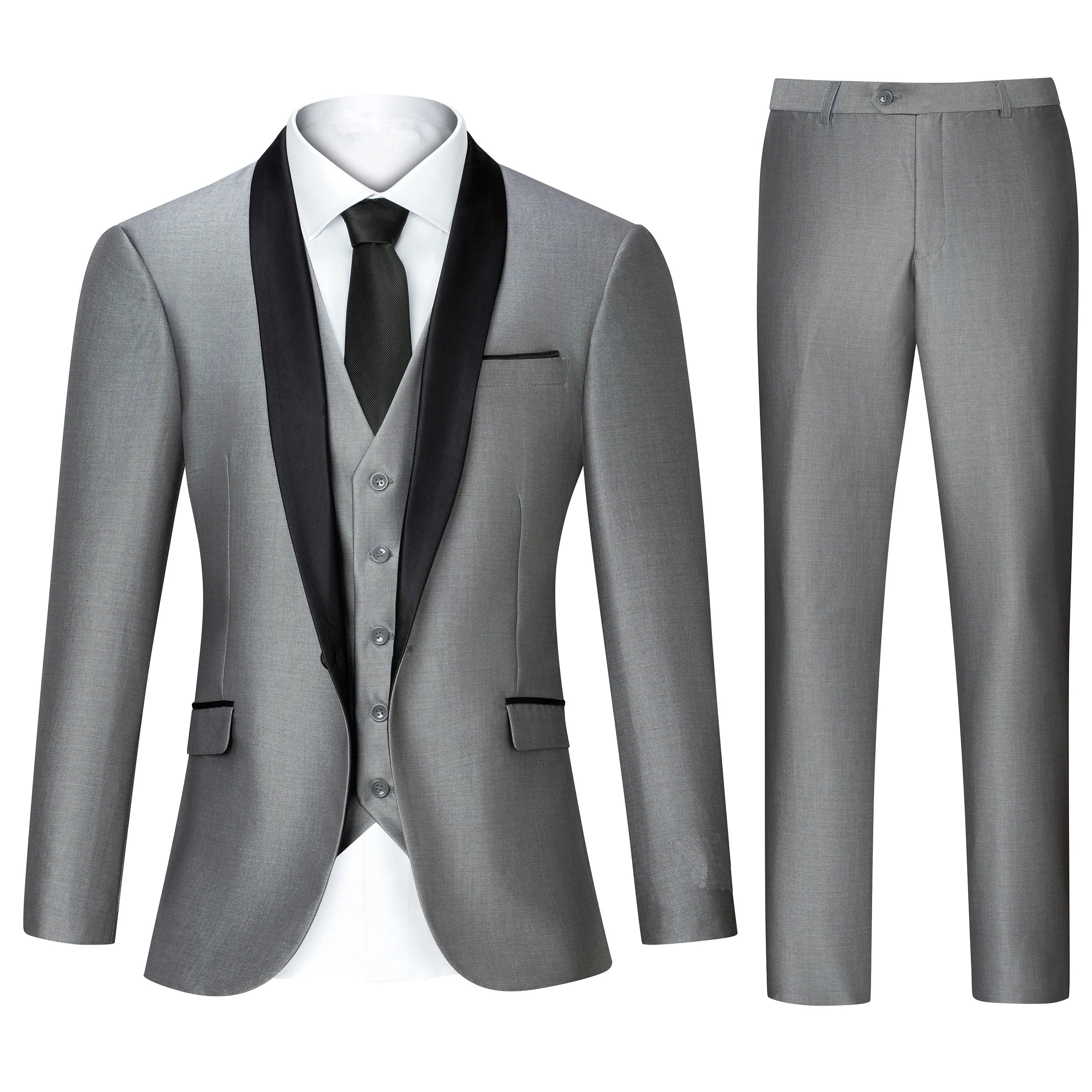 Men’s Luxury 3-Piece Tuxedo Suit, Jacket, Vest & Trousers Set