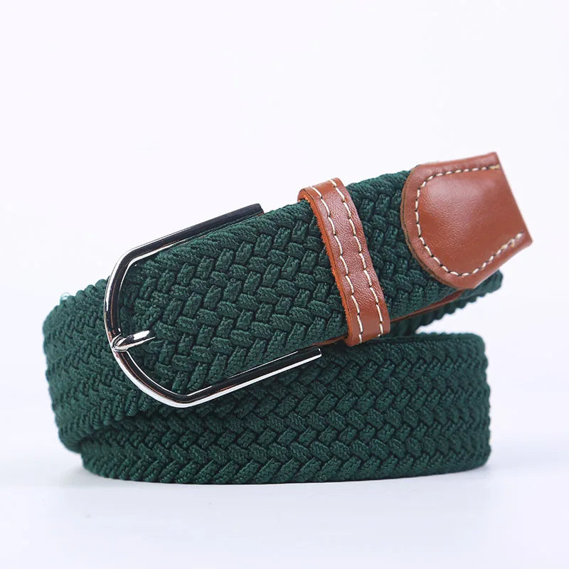 Unisex Casual Knitted Stretch Belt – Woven Canvas, Elastic, Pin Buckle