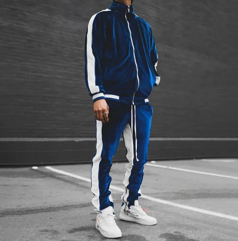 Men's Zip-Up Tracksuit Set