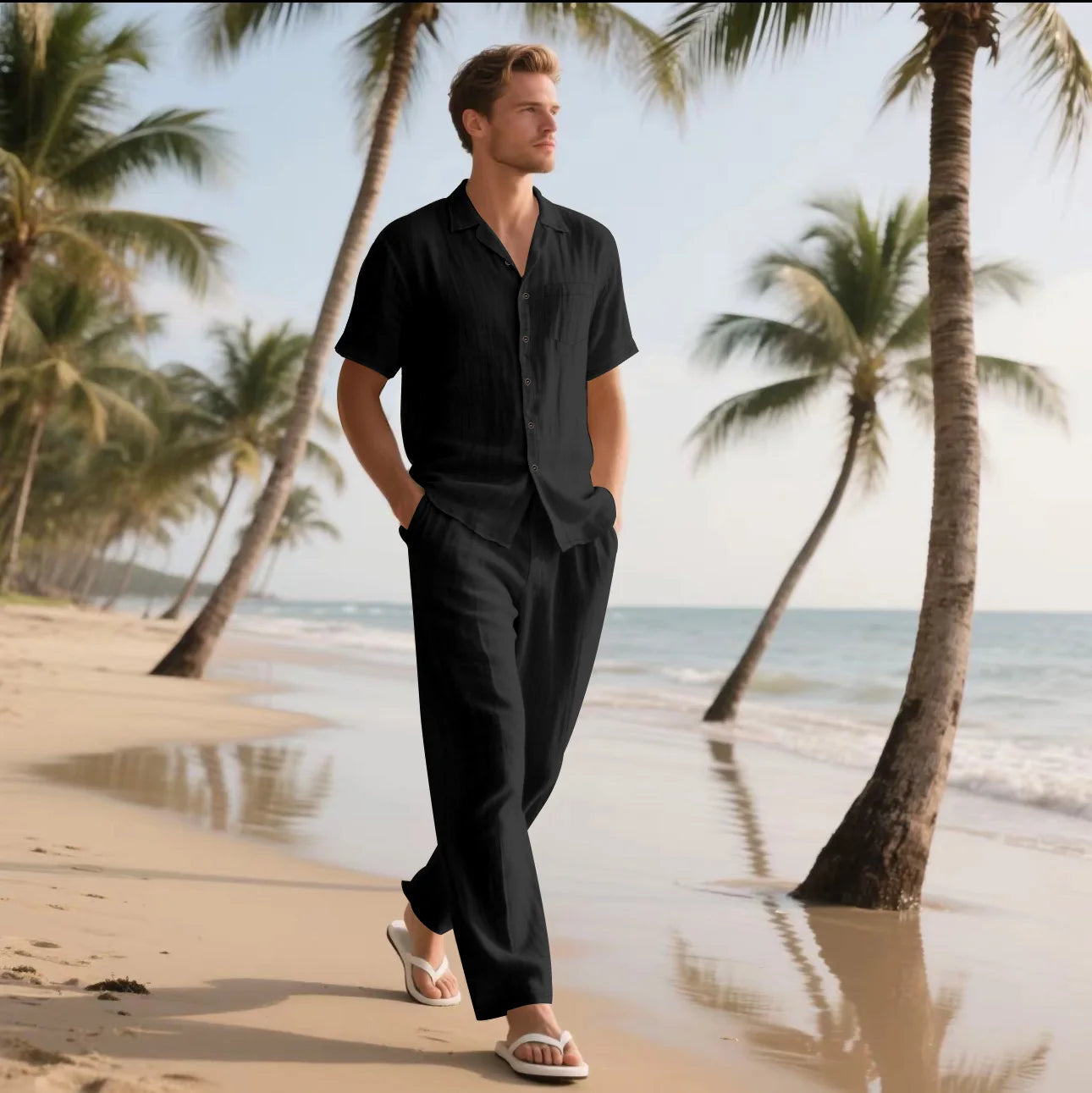 Men's Linen Shirt & Pants Set