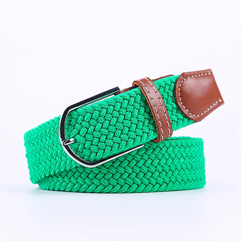 Unisex Casual Knitted Stretch Belt – Woven Canvas, Elastic, Pin Buckle