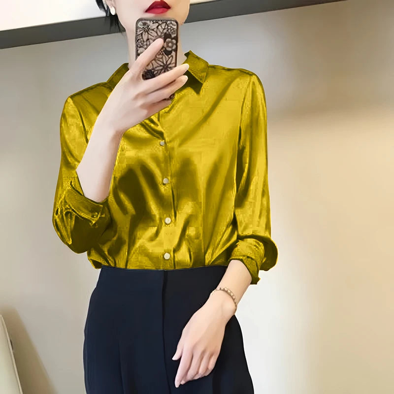 Women’s Satin Glossy Long Sleeve Shirt