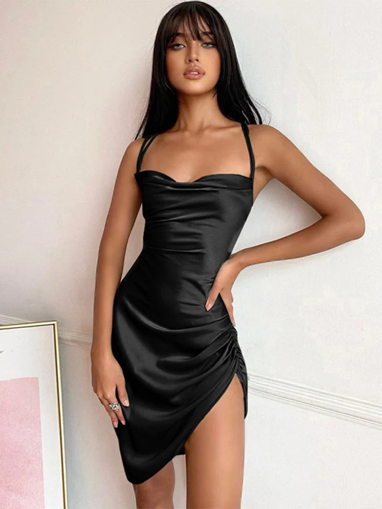 Women’s Ruched Strap Mini Dress