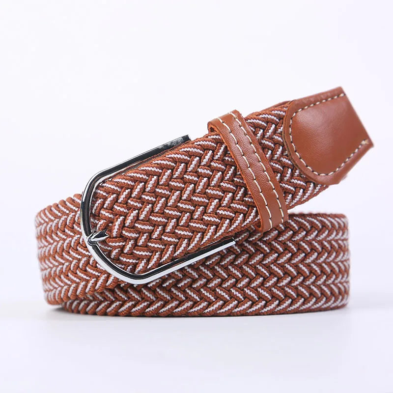 Unisex Casual Knitted Stretch Belt – Woven Canvas, Elastic, Pin Buckle