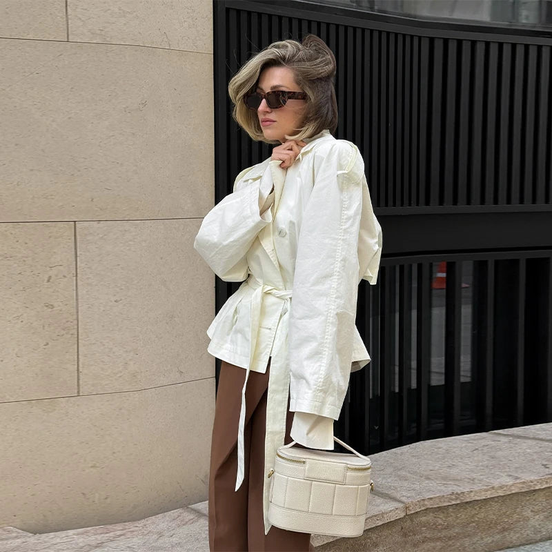 Women’s Double-Breasted Cropped Trench Coat