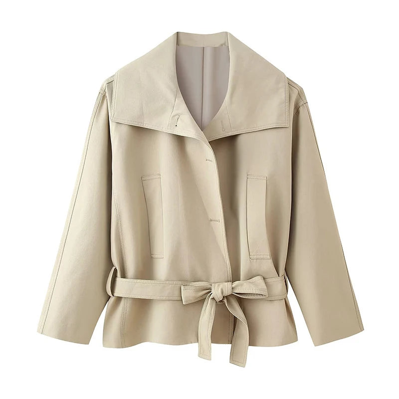 Women’s Double-Breasted Cropped Trench Coat