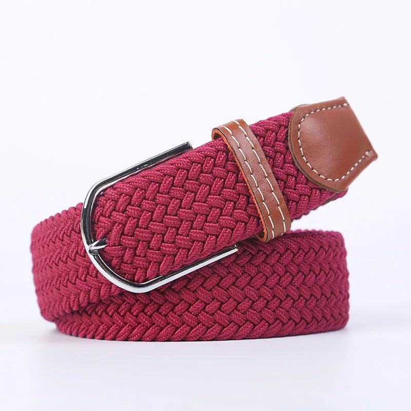 Unisex Casual Knitted Stretch Belt – Woven Canvas, Elastic, Pin Buckle