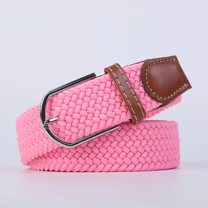 Unisex Casual Knitted Stretch Belt – Woven Canvas, Elastic, Pin Buckle