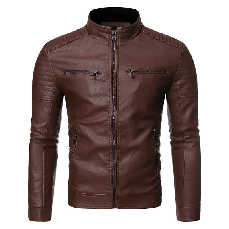 Men’s Striped PU Leather Jacket