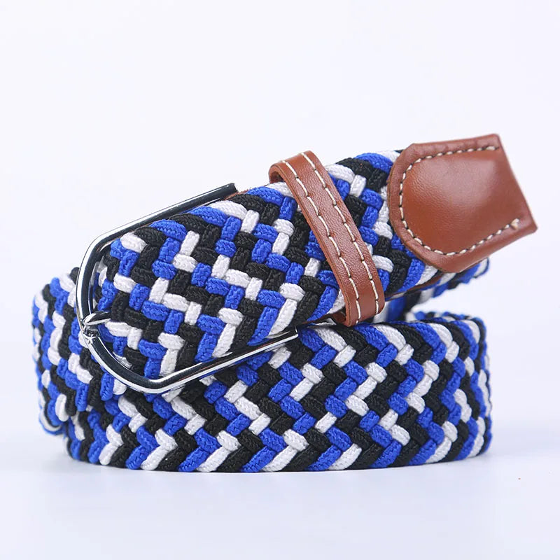 Unisex Casual Knitted Stretch Belt – Woven Canvas, Elastic, Pin Buckle