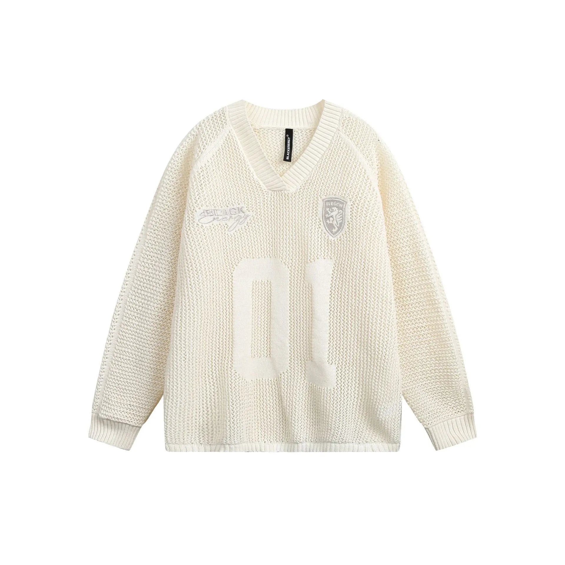 Unisex V-Neck Sweater – Hollow Design Autumn Knitwear
