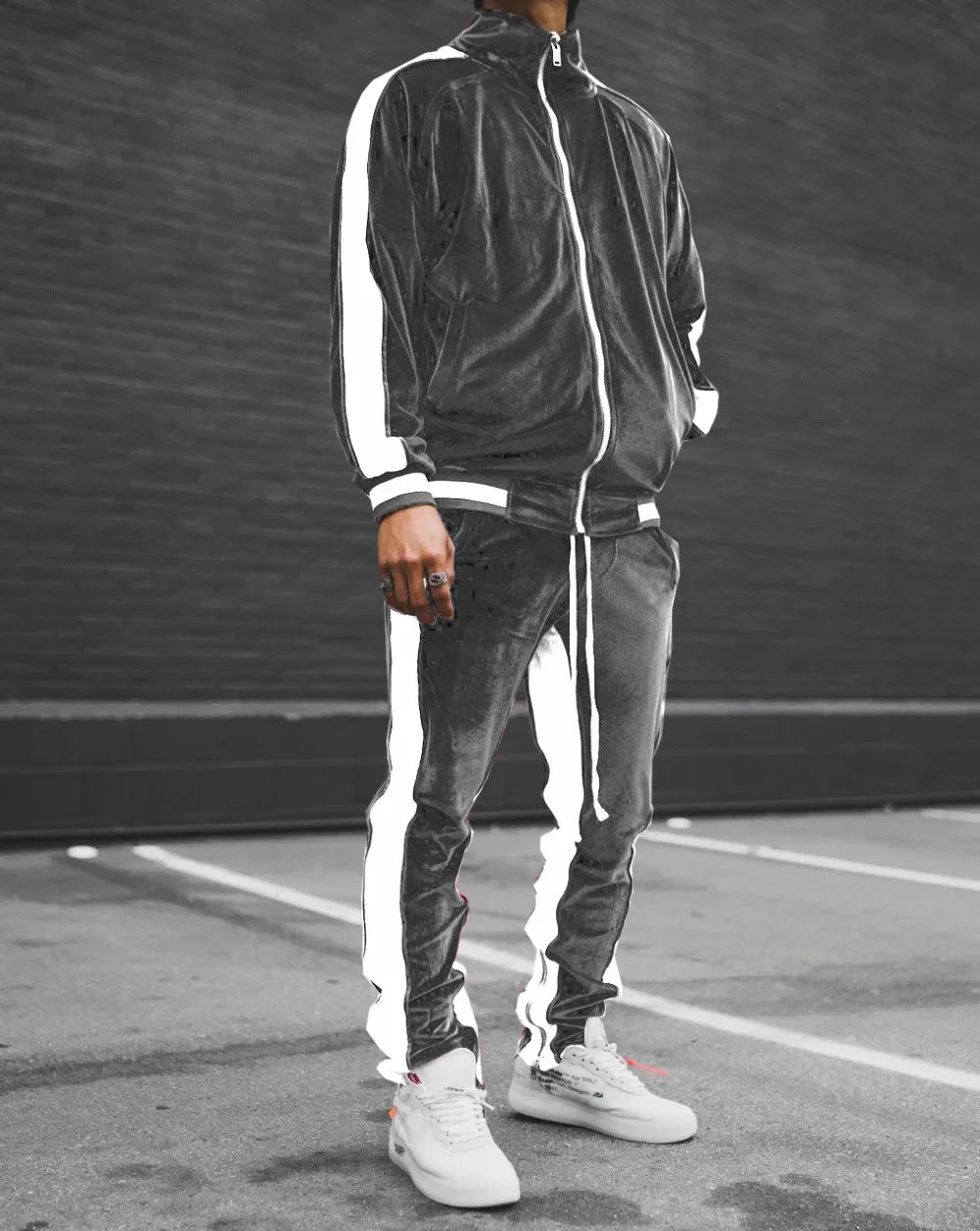 Men's Zip-Up Tracksuit Set