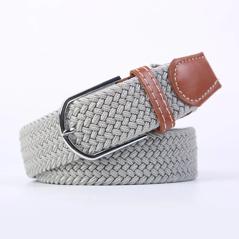 Unisex Casual Knitted Stretch Belt – Woven Canvas, Elastic, Pin Buckle
