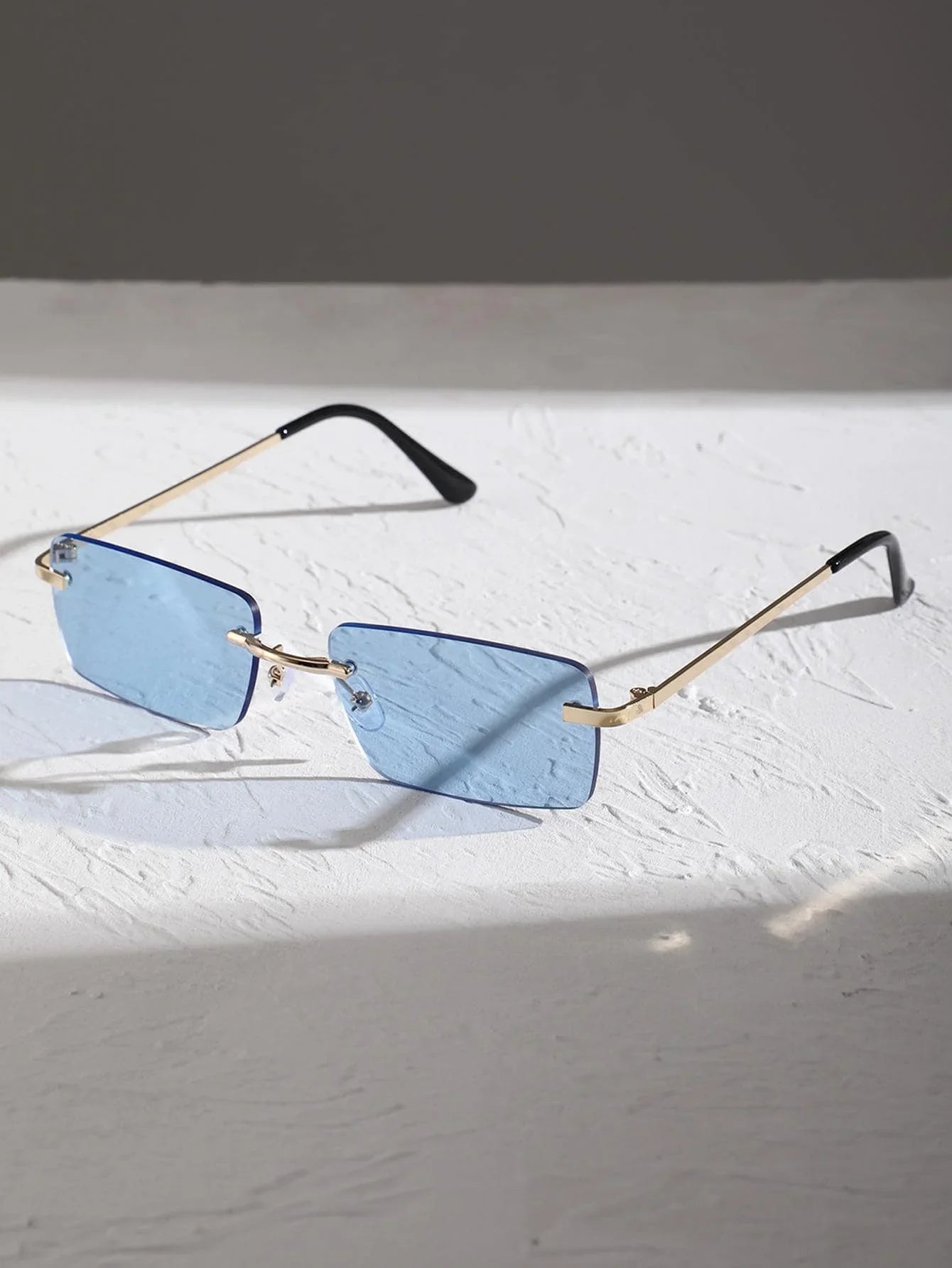 Unisex Metal Rimless Square Sunglasses