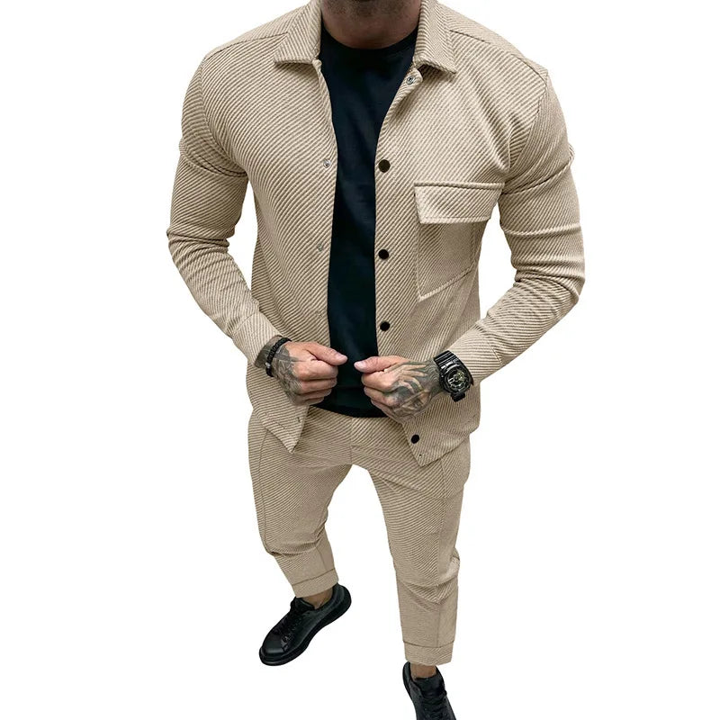 Men's Twill Two-Piece Suit Set