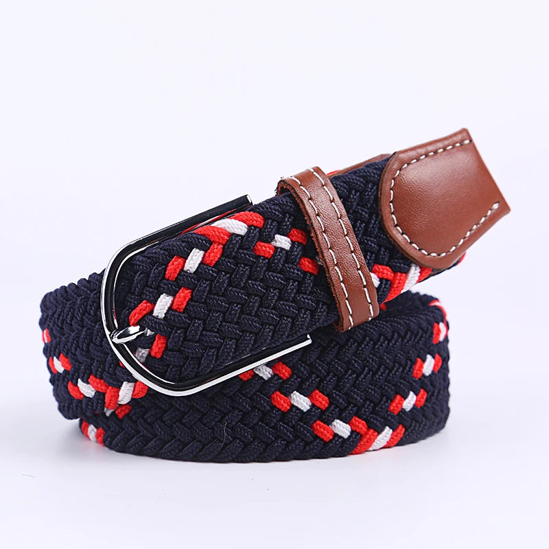 Unisex Casual Knitted Stretch Belt – Woven Canvas, Elastic, Pin Buckle
