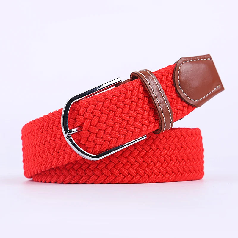 Unisex Casual Knitted Stretch Belt – Woven Canvas, Elastic, Pin Buckle