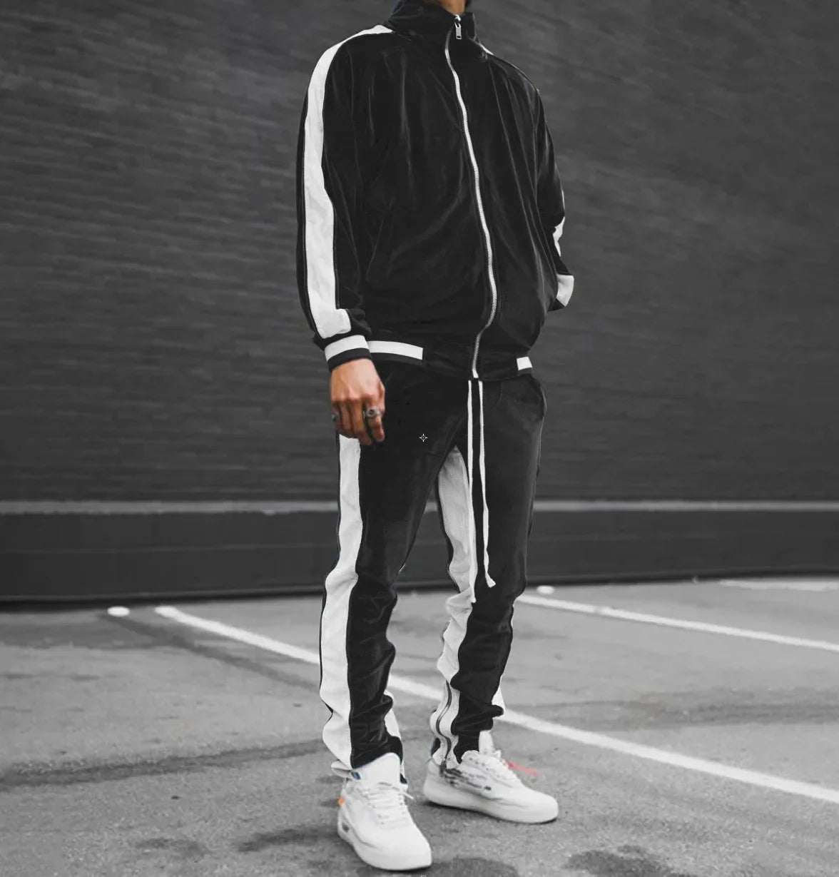 Men's Zip-Up Tracksuit Set