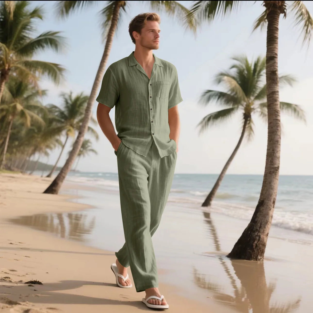 Men's Linen Shirt & Pants Set