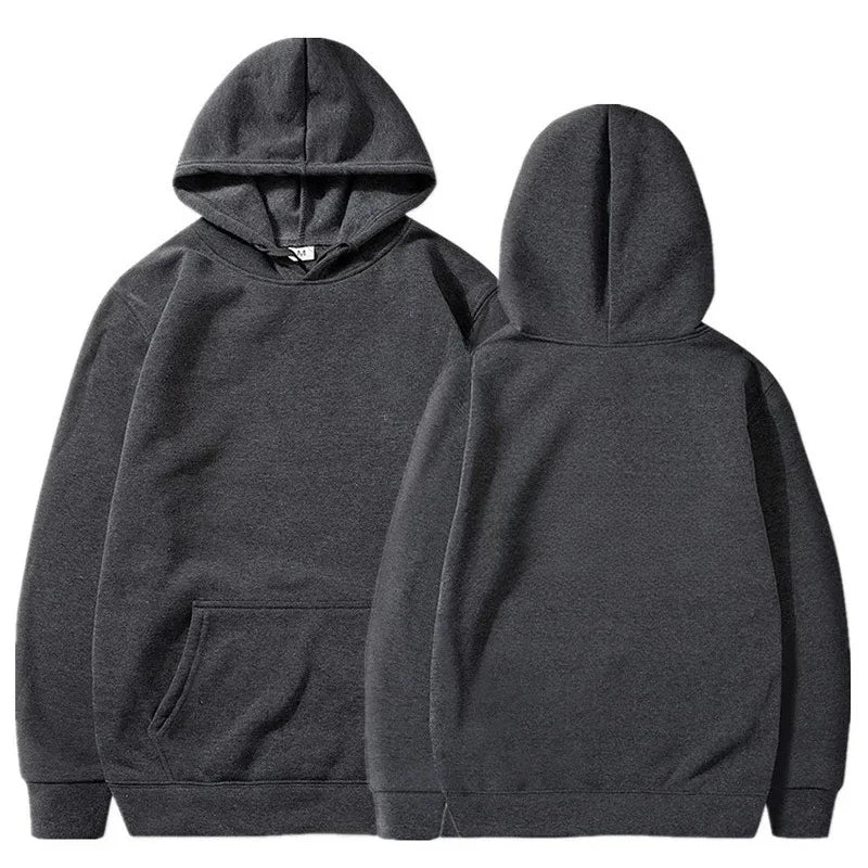 Unisex Sports Hoodie – Solid Color, Autumn/Winter Casual Sweatshirt