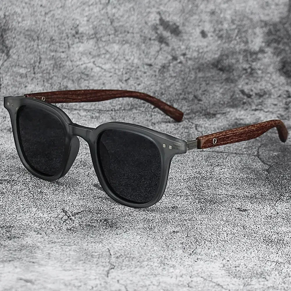 Trendy Retro Wood Grain Square Sunglasses for Men & Women