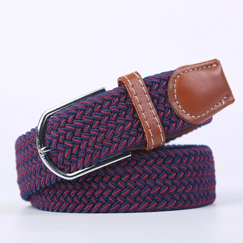 Unisex Casual Knitted Stretch Belt – Woven Canvas, Elastic, Pin Buckle