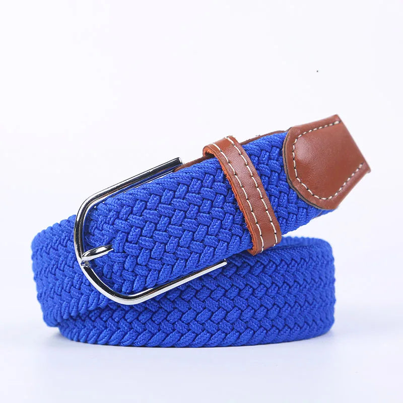 Unisex Casual Knitted Stretch Belt – Woven Canvas, Elastic, Pin Buckle