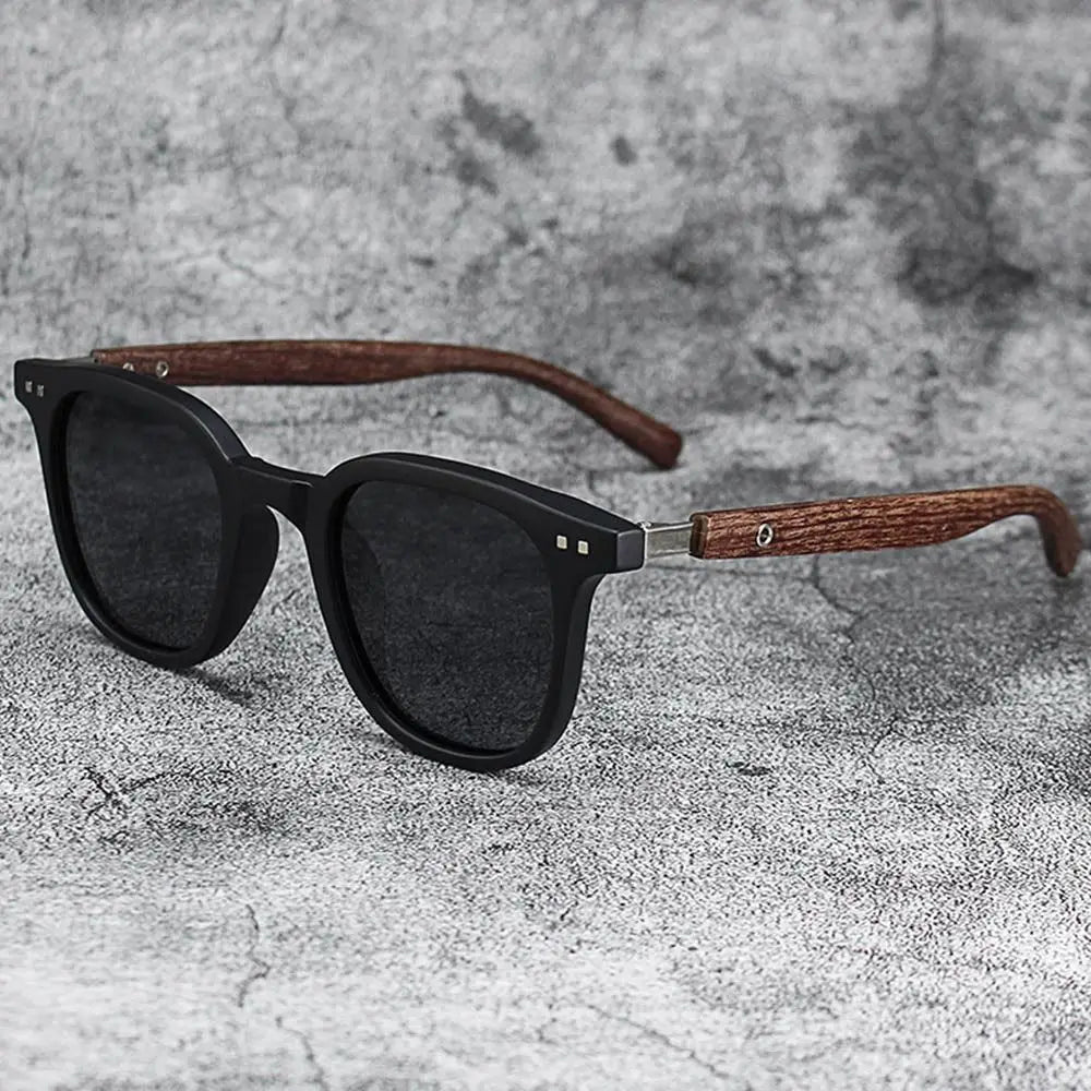 Trendy Retro Wood Grain Square Sunglasses for Men & Women