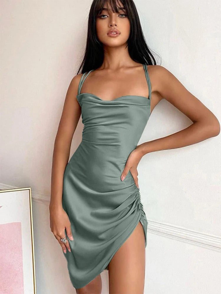 Women’s Ruched Strap Mini Dress