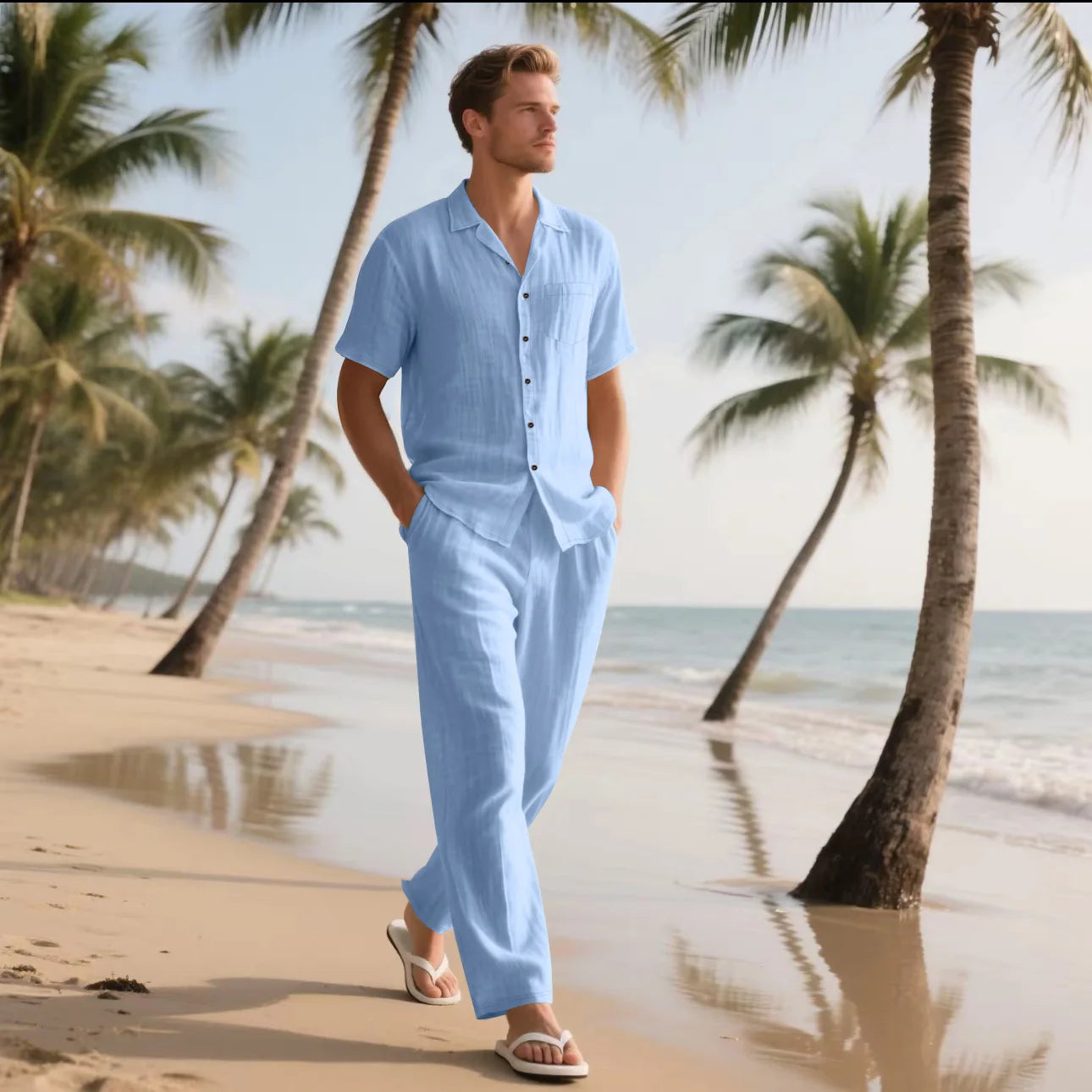 Men's Linen Shirt & Pants Set