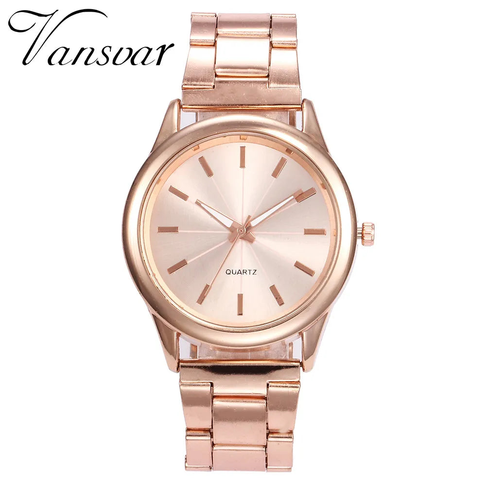 unisex Stainless Steel Quartz Watch – Analog, Waterproof, Day-Date