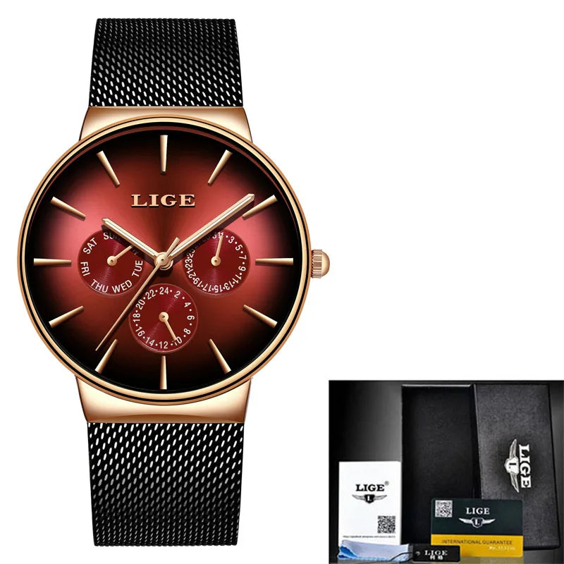 LIGE Classic Women's Rose Gold Quartz Watch