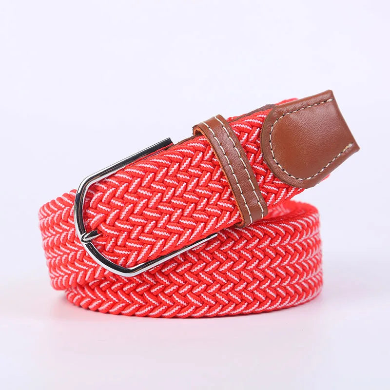 Unisex Casual Knitted Stretch Belt – Woven Canvas, Elastic, Pin Buckle