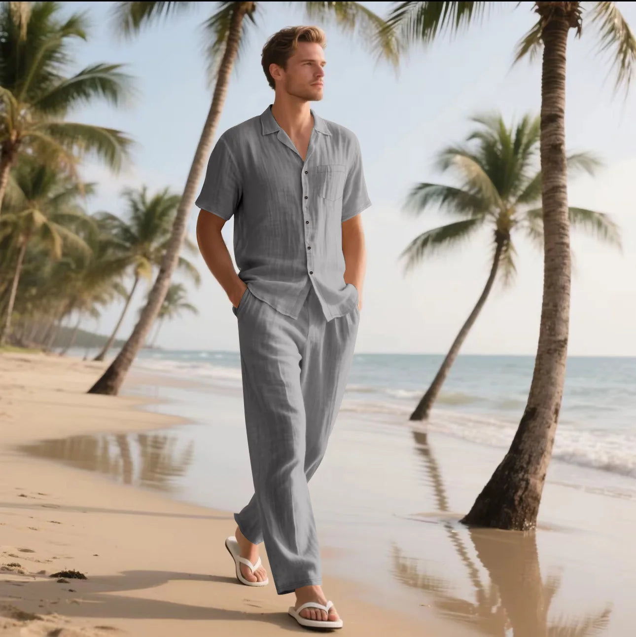 Men's Linen Shirt & Pants Set