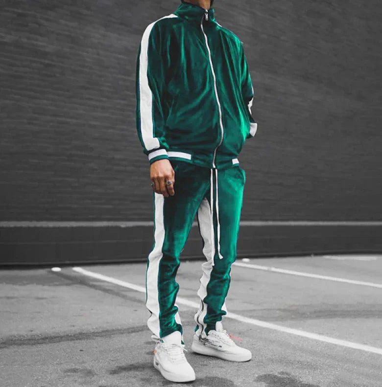 Men's Zip-Up Tracksuit Set