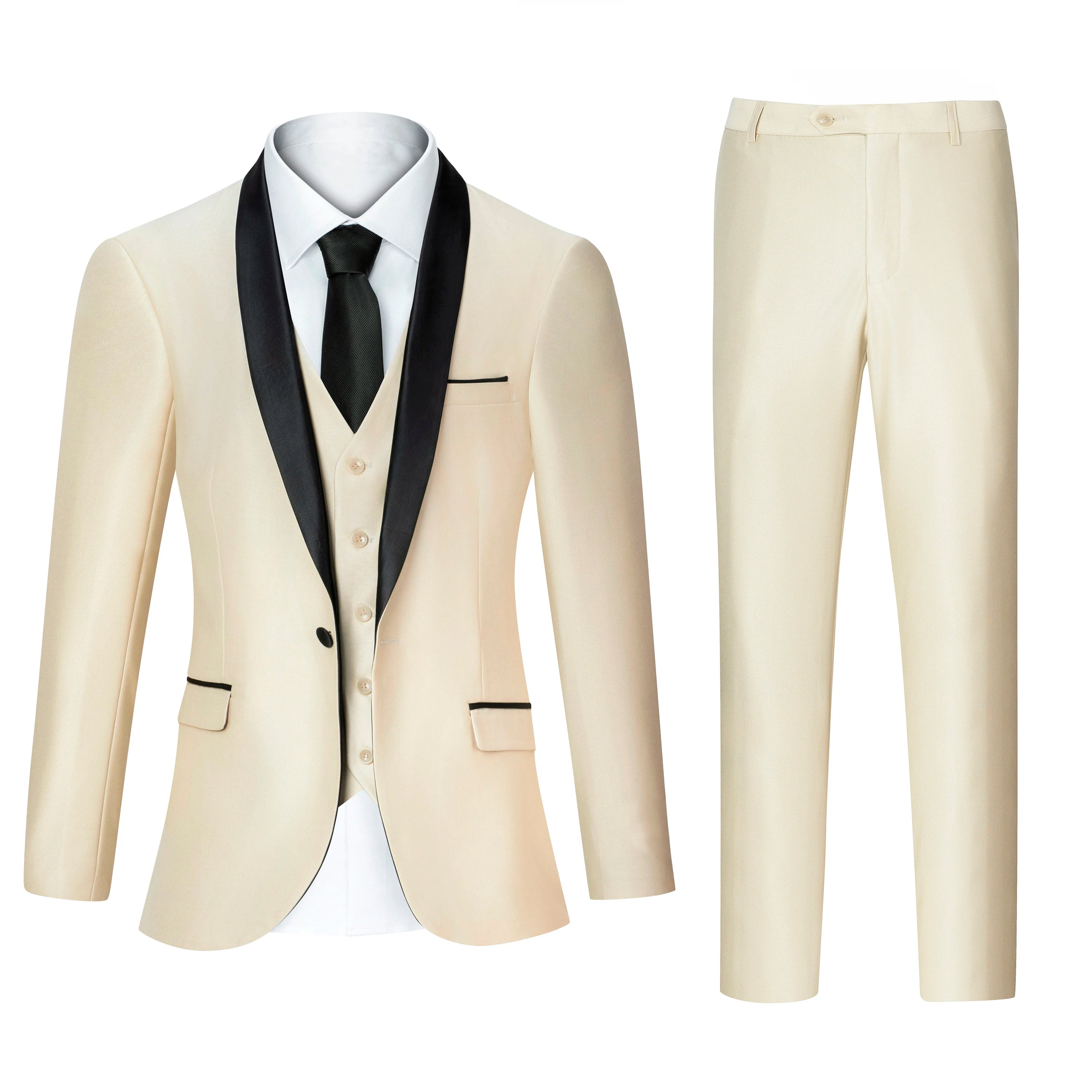 Men’s Luxury 3-Piece Tuxedo Suit, Jacket, Vest & Trousers Set