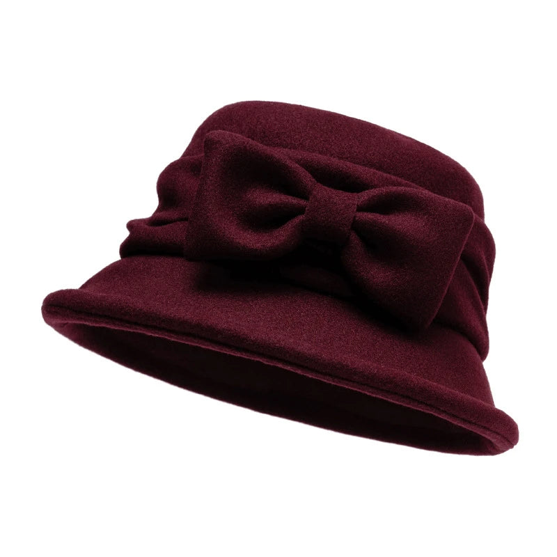 Solid Color with Bow Small Brim Bucket Hat