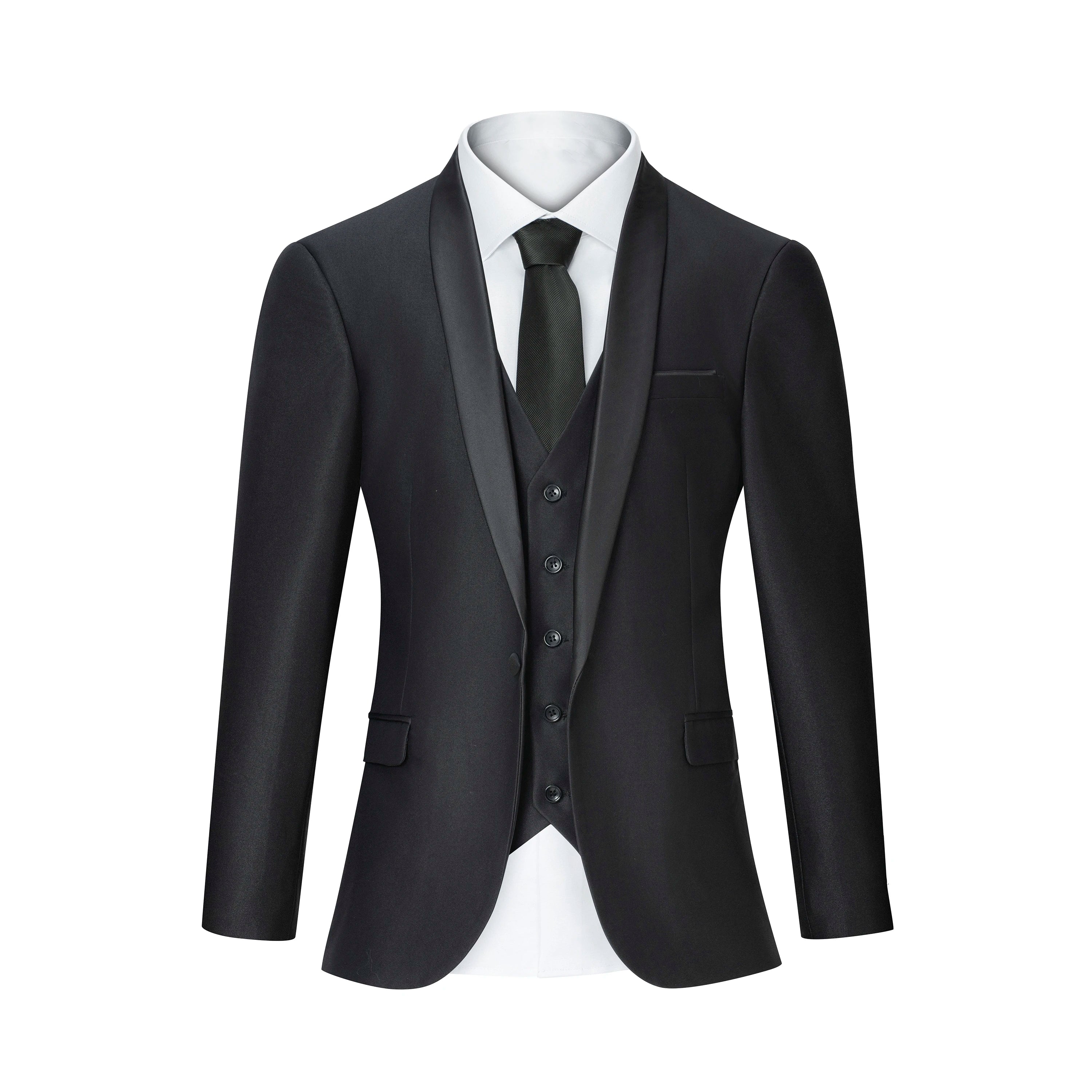 Men’s Luxury 3-Piece Tuxedo Suit, Jacket, Vest & Trousers Set