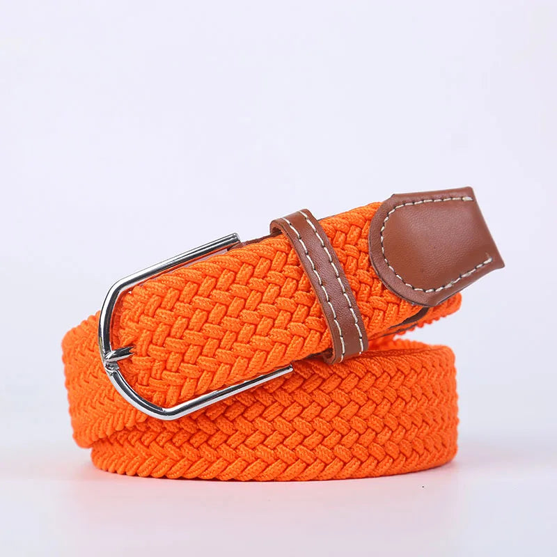 Unisex Casual Knitted Stretch Belt – Woven Canvas, Elastic, Pin Buckle