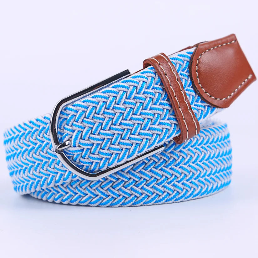 Unisex Casual Knitted Stretch Belt – Woven Canvas, Elastic, Pin Buckle