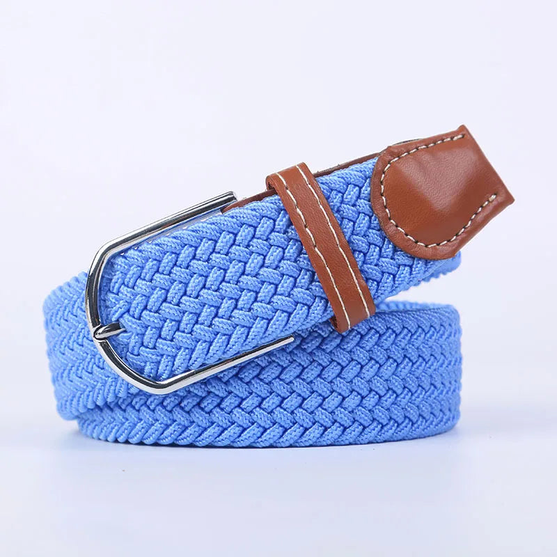 Unisex Casual Knitted Stretch Belt – Woven Canvas, Elastic, Pin Buckle
