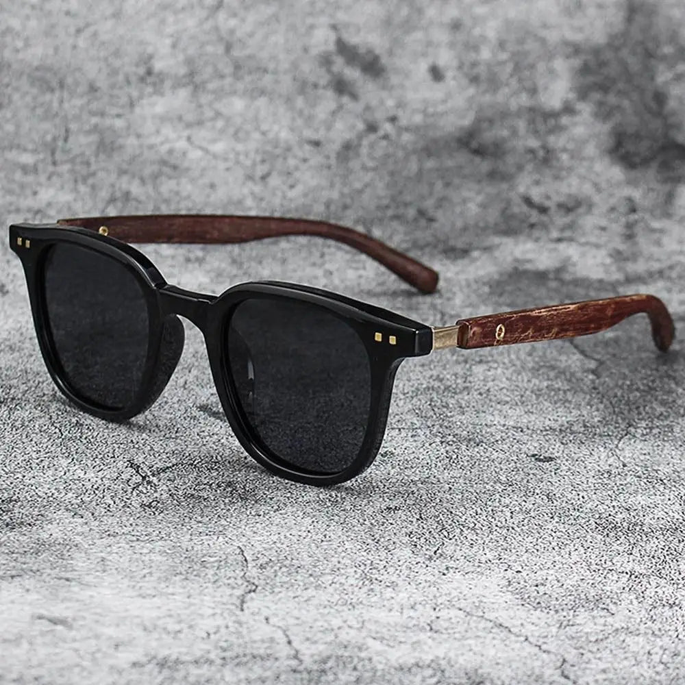 Trendy Retro Wood Grain Square Sunglasses for Men & Women